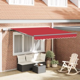 Markiza Manualna Chowana z LED Czerwona 350x250 cm, Materiał Zastępczy Markizy vidaXL do Ramy 3.5x2.5 m Czerwona