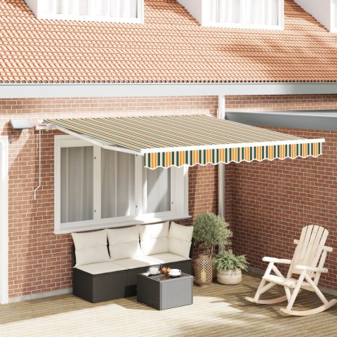 Ręczna markiza vidaXL chowana z LED Zielona i Żółta 350x250 cm, Tkanina wymienna do markiz vidaXL na ramę 3,5x2,5 m Zielona i Żó