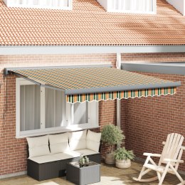 VidaXL Automatyczna chowana markiza Zielona i Żółta 350x250 cm, vidaXL Wymienna tkanina markizy do ramy 3.5x2.5 m Zielona i Żółt