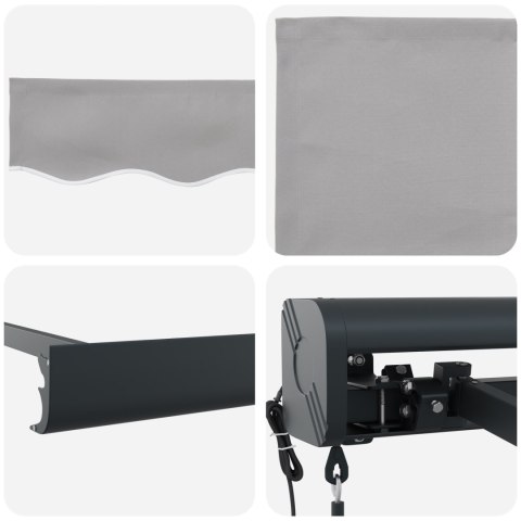 VidaXL Automatyczna markiza chowana jasnoszara 350x250 cm, vidaXL Tkanina do wymiany markizy na ramę 3,5x2,5 m jasnoszara VidaXL Automatyczna markiza chowana jasnoszara 350x250 cm, vidaXL Tkanina do wymiany markizy na ramę 3,5x2,5 m jasnoszara