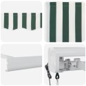 VidaXL Automatyczna markiza chowana zielono-biała 350x250 cm, vidaXL Materiał wymienny do markizy na ramie 3.5x2.5 m Zielona i b