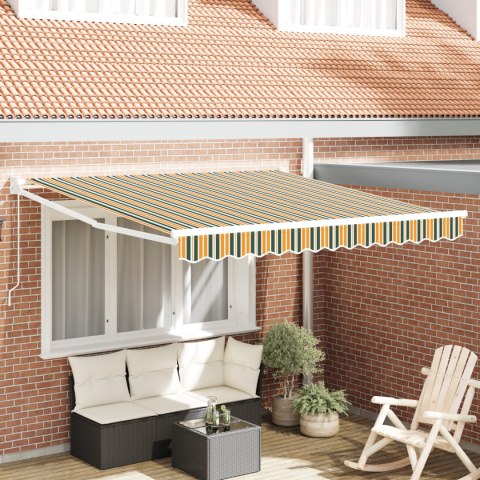 VidaXL Ręczna Chowana Markiza Zielona i Żółta 350x250 cm, vidaXL Materiał do wymiany markizy dla ramy 3,5x2,5 m Zielona i Żółta
