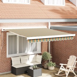 VidaXL Ręczna Markiza Chowana Zielona i Żółta 350x250 cm, vidaXL Materiał Wymienny Markizy dla Ramy 3.5x2.5 m Zielona i Żółta
