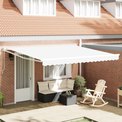 VidaXL Ręczna markiza chowana Biała 400x300 cm, vidaXL Materiał zastępczy do markizy na stelaż 4x3 m Biały