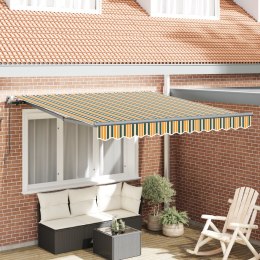 VidaXL Ręczna markiza chowana zielono-żółta 350x250 cm, vidaXL Zapasowy materiał markizy dla ramy 3.5x2.5 m zielono-żółtej