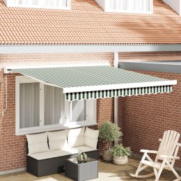 VidaXL Ręczna markiza składana zielona i biała 350x250 cm, vidaXL Materiał zastępczy markizy dla ramy 3,5x2,5 m Zielona i biała