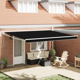 Automatyczna chowana markiza vidaXL Czarna 450x300 cm, Tkanina do markizy vidaXL na ramę 4,5x3 m Czarna