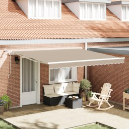 Automatyczna chowana markiza z LED Beżowa 400x350 cm, Materiał zastępczy do markizy 4x3.5 m Beżowy