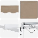 Automatyczna chowana markiza z LED Beżowa 400x350 cm, Materiał zastępczy do markizy 4x3.5 m Beżowy