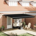 Markiza chowana vidaXL z LED w czarnej 450x300 cm, Materiał do wymiany markizy vidaXL na ramę 4.5x3 m czarną