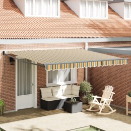 Ręczna markiza chowana vidaXL Zielona i Żółta 400x300 cm, Materiał do wymiany markizy vidaXL na ramę 4x3 m Zielona i Żółta