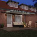 Ręczna markiza chowana vidaXL z LED w zielono-białe 400x300 cm, Materiał zastępczy markizy vidaXL dla ramy 4x3 m Zielona i Biała