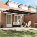 VidaXL Automatyczna chowana markiza Czarna 450x300 cm, vidaXL Tkanina wymienna markizy do ramy 4.5x3 m Czarna