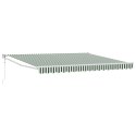 VidaXL Automatyczna chowana markiza zielono-biała 400x300 cm, vidaXL Materiał zamienny dla markizy do stelaża 4x3 m zielono-biał