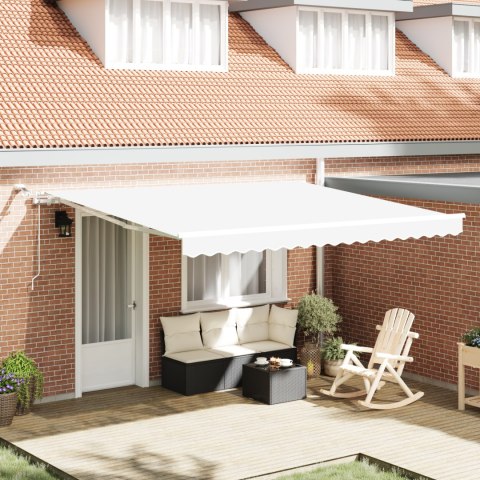 VidaXL Automatyczna markiza chowana z LED biała 400x350 cm, vidaXL Materiał wymienny markizy na ramę 4x3.5 m biała