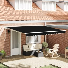 VidaXL Automatyczna markiza chowana z LED czarna 400x350 cm, vidaXL Materiał na wymianę markizy na ramę 4x3,5 m czarna