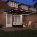 VidaXL Automatyczna markiza chowana z LED czarna 400x350 cm, vidaXL Materiał na wymianę markizy na ramę 4x3,5 m czarna