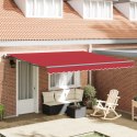 VidaXL Czerwona automatyczna chowana markiza 400x300 cm, vidaXL Materiał zastępczy do markizy 4x3 m czerwona