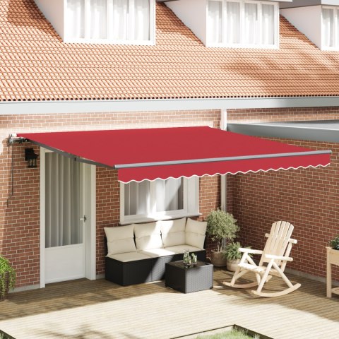 VidaXL Czerwona automatyczna chowana markiza 400x300 cm, vidaXL Materiał zastępczy do markizy 4x3 m czerwona
