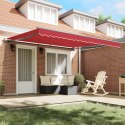 VidaXL Czerwona automatyczna chowana markiza 400x300 cm, vidaXL Materiał zastępczy do markizy 4x3 m czerwona