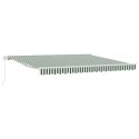 VidaXL Manualna chowana markiza Zielona i Biała 3.5m x 3.5m, VidaXL Tkanina wymienna do markizy 3.5m x 3.5m Zielona i Biała