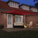 VidaXL Manualna markiza rozkładana z LED Czerwona 400x300 cm, vidaXL Wymienna tkanina markizy dla ramy 4x3 m Czerwona