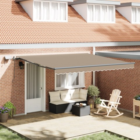VidaXL Ręczna Markiza Chowana z LED Beżowa 400x350 cm, vidaXL Tkanina do Markizy Zastępczej dla Ramy 4x3.5 m Beżowa