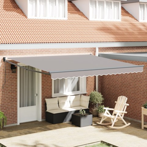 VidaXL Ręczna chowana markiza jasnoszara 400x300 cm, vidaXL Materiał do wymiany markizy na ramę 4x3 m jasnoszary