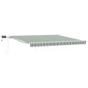 VidaXL Ręczna markiza chowana z LED zielono-biała 400x300 cm, vidaXL Materiał wymienny do markizy na ramkę 4x3 m zielono-biała.