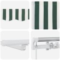 VidaXL Ręczna markiza chowana z LED zielono-biała 400x300 cm, vidaXL Materiał wymienny do markizy na ramkę 4x3 m zielono-biała.