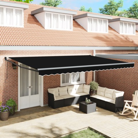Markiza Automatyczna Chowana Czarna 500x300 cm, Tkanina Zapasowa do Markizy 5x3 m Czarna