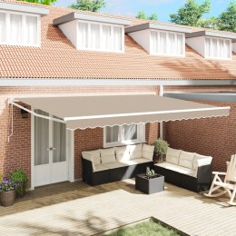 VidaXL Automatyczna chowana markiza Beżowa 500x300 cm, vidaXL Materiał do wymiany markizy 5x3 m Beżowy