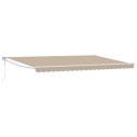 VidaXL Automatyczna chowana markiza Beżowa 500x300 cm, vidaXL Materiał do wymiany markizy 5x3 m Beżowy