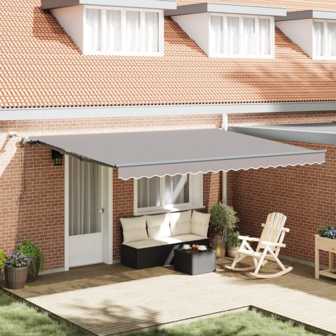 VidaXL Automatyczna markiza chowana z LED jasnoszara 450x350 cm, vidaXL Materiał do wymiany markizy na ramę 4.5x3.5 m jasnoszara