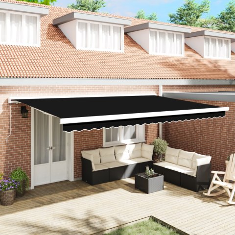 VidaXL Czarne Manualne Zadaszenie Chowane 500x300 cm, vidaXL Materiał do wymiany zadaszenia dla ramy 5x3 m Czarne