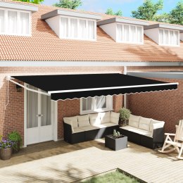 VidaXL Manualna chowana markiza czarna 500x300 cm, vidaXL Materiał do markizy 5x3 m czarny