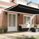 VidaXL Manualna chowana markiza czarna 500x300 cm, vidaXL Materiał do markizy 5x3 m czarny