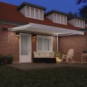 VidaXL Manualna markiza chowana z LED Biała 450x300 cm, vidaXL Tkanina wymienna do markizy 4.5x3 m Biała