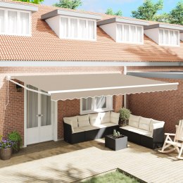 VidaXL Ręczna Chowana Markiza Beżowa 500x300 cm, vidaXL Materiał do wymiany markizy na stelaż 5x3 m Beżowy