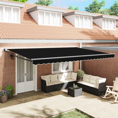 VidaXL Ręczna Chowana Markiza Czarna 500x300 cm, vidaXL Tkanina do wymiany markizy dla ramy 5x3 m Czarna