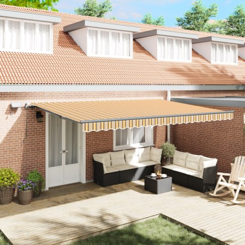 VidaXL Ręczna Markiza Zwijana z Wielokolorowym Paskiem LED 500x300 cm