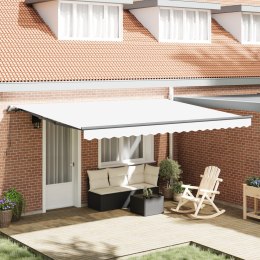 VidaXL Ręczna markiza chowana biała 450x300 cm, vidaXL Materiał zamienny do markizy 4,5x3 m biała