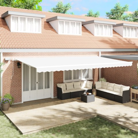 Ręczna markiza chowana vidaXL z LED biała 600x300 cm, Tkanina do wymiany markizy vidaXL dla ramy 6x3 m biała