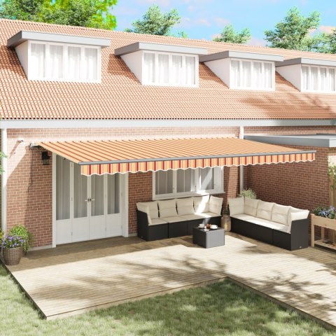 VidaXL Automatyczna Chowana Markiza z LED-ami Żółta i Pomarańczowa 600x300 cm