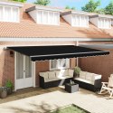 VidaXL Automatyczna markiza chowana czarna 500x350 cm, vidaXL Wymienna tkanina markizy do ramy 5x3,5 m czarna