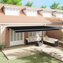 VidaXL Automatyczna markiza chowana z LED czarna 600x300 cm, vidaXL Tkanina do wymiany markizy na stelaż 6x3 m czarna