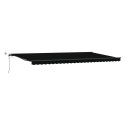 VidaXL Automatyczna markiza chowana z LED czarna 600x300 cm, vidaXL Tkanina do wymiany markizy na stelaż 6x3 m czarna