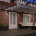 VidaXL Manualna Markiza Chowana z LED Jasnoszara 500x350 cm, vidaXL Materiał wymienny markizy na ramę 5x3.5 m Jasnoszara