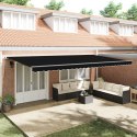 VidaXL Manualna chowana markiza Czarna 600x300 cm, vidaXL Wymienna tkanina do markizy 6x3 m Czarna