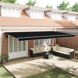 VidaXL Manualna chowana markiza Czarna 600x300 cm, vidaXL Wymienna tkanina do markizy 6x3 m Czarna